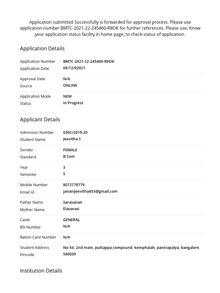 Application Details: Application Number Application Date Approval Date ...