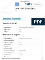 Información Poblacional - SNIES Salud Ocupacional