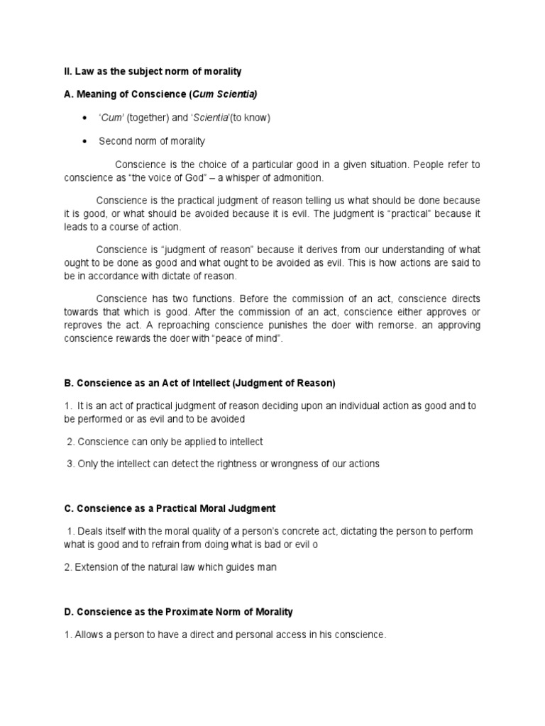 Reading 2 LAW AS THE SUBJECT NORM OF MORALITY PDF Conscience Reason