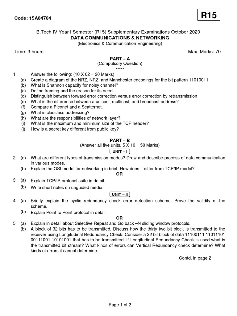 Data Communications & Networking Exam Guide | PDF | Computer Network ...