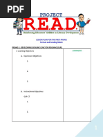 Prong 1: Developing Genuine Love For Reading (GLR) : I. Learning Objectives A. Expressive Objectives 1