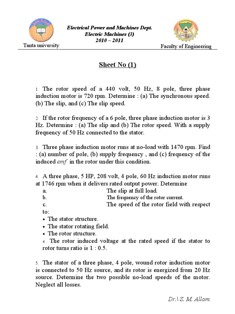 Induction Motor Speed Calculations | PDF