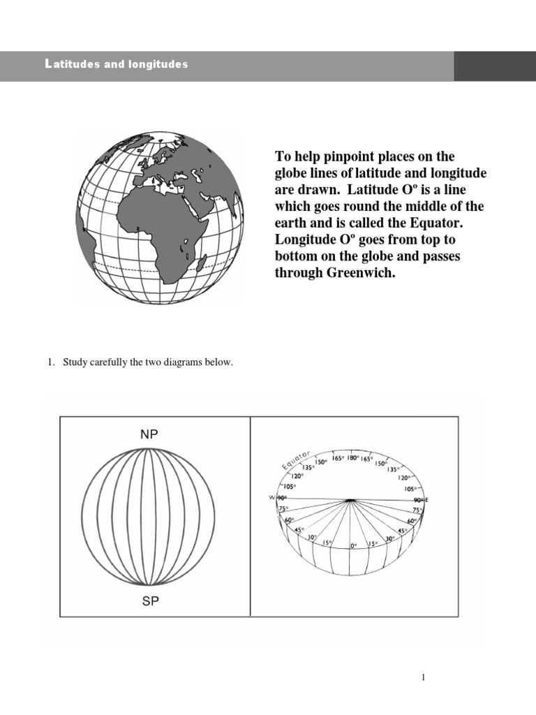 Worksheets Latitude And Longitude Grid