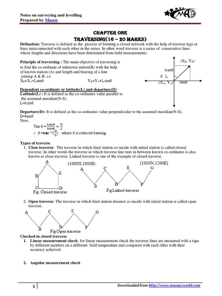 Surveying and Levelling: Traversing Guide | PDF | Sine | Angle