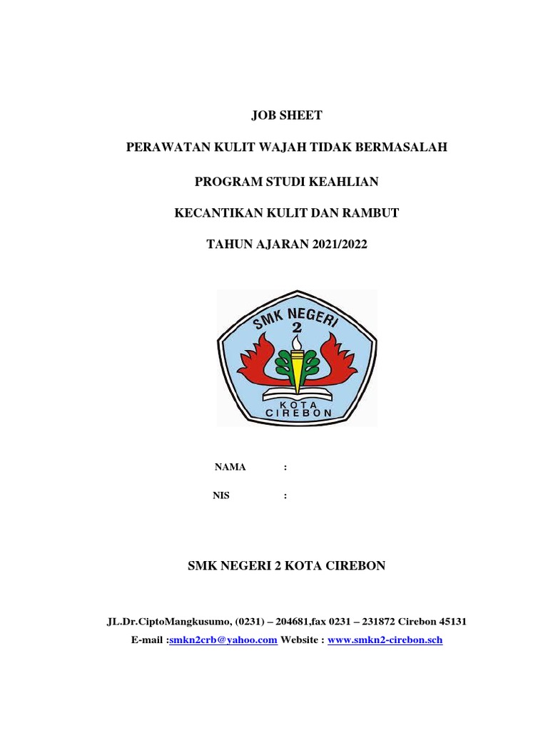 JOB SHEET Perawatan Kulit Wajah Tidak Bermasalah | PDF