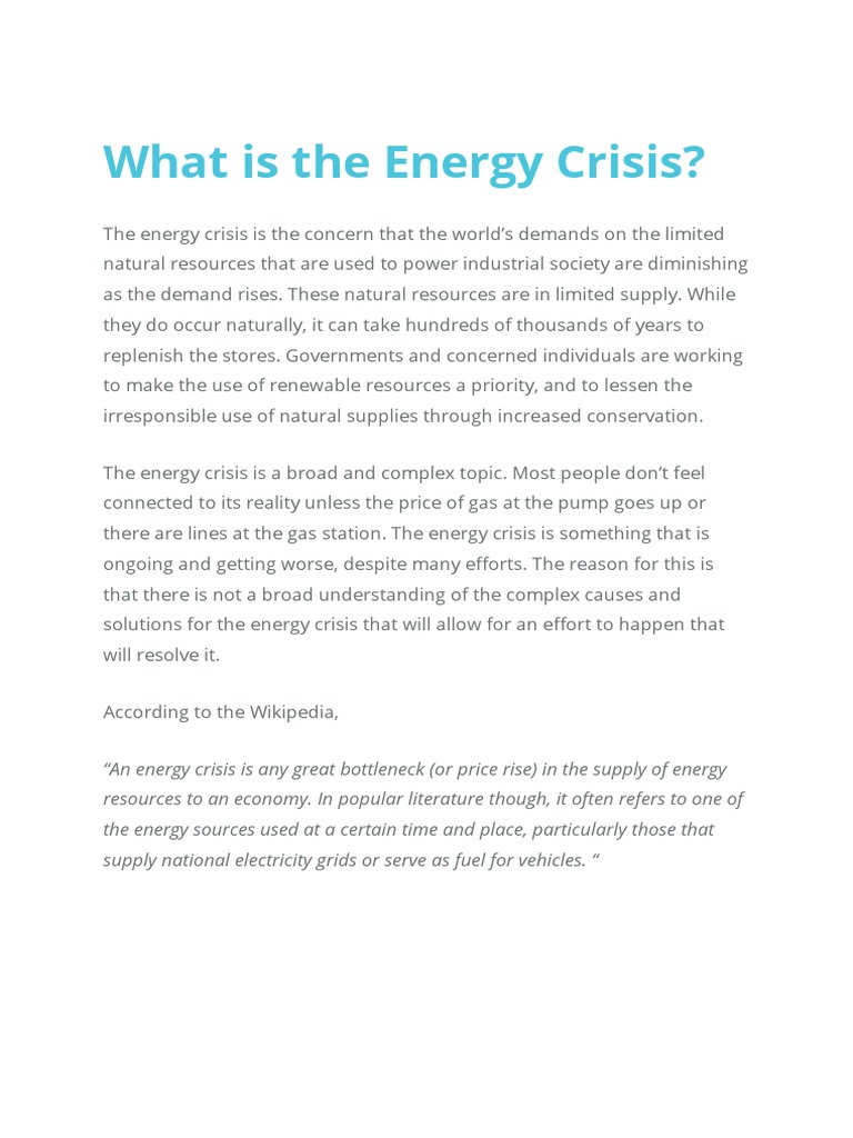 What Is The Energy Crisis PDF Energy Crisis Climate Change