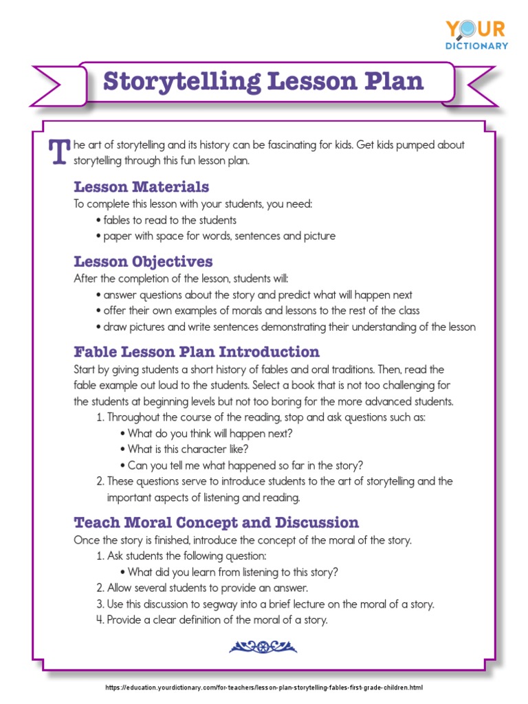 Storytelling Lesson Plan | PDF | Storytelling | Fable