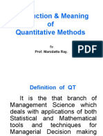 Introduction & Meaning of Quantitative Methods: Prof. Manidatta Ray
