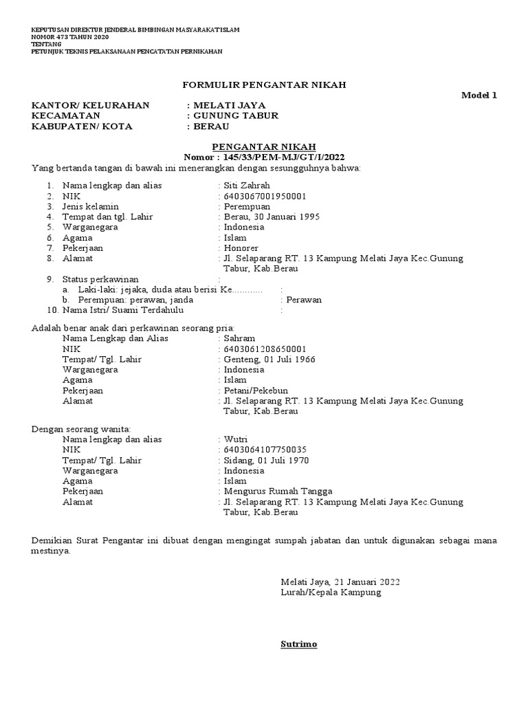 PERSYARATAN NIKAH TAHUN 2020 LakiLaki PDF