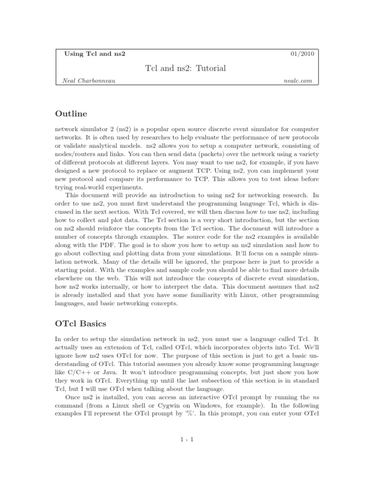 NS2 and Tcl: A Beginner's Guide | PDF | Parameter (Computer Programming ...