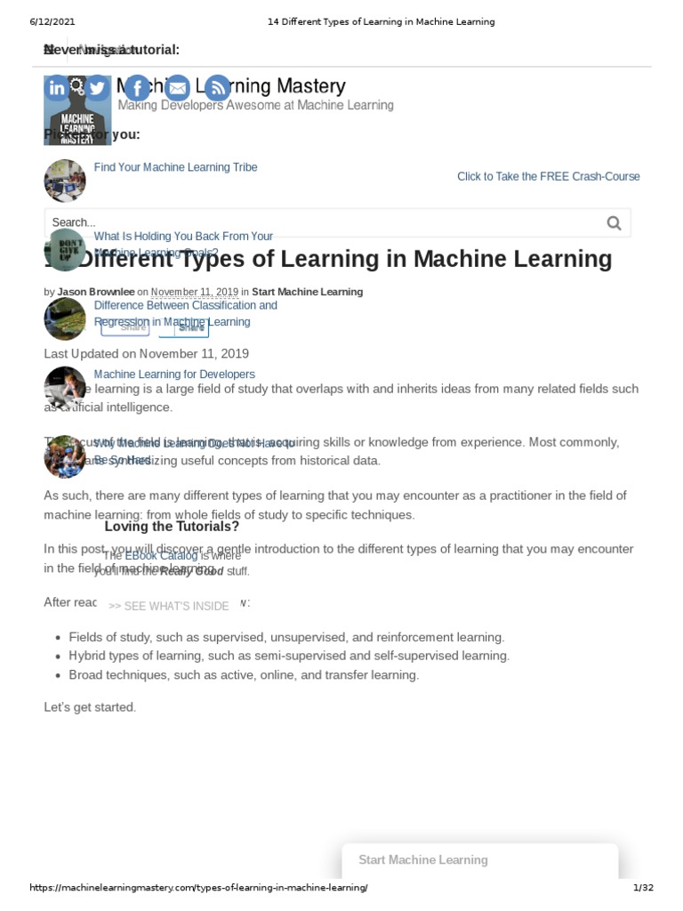 14 Different Types of Learning in Machine Learning | PDF | Machine ...