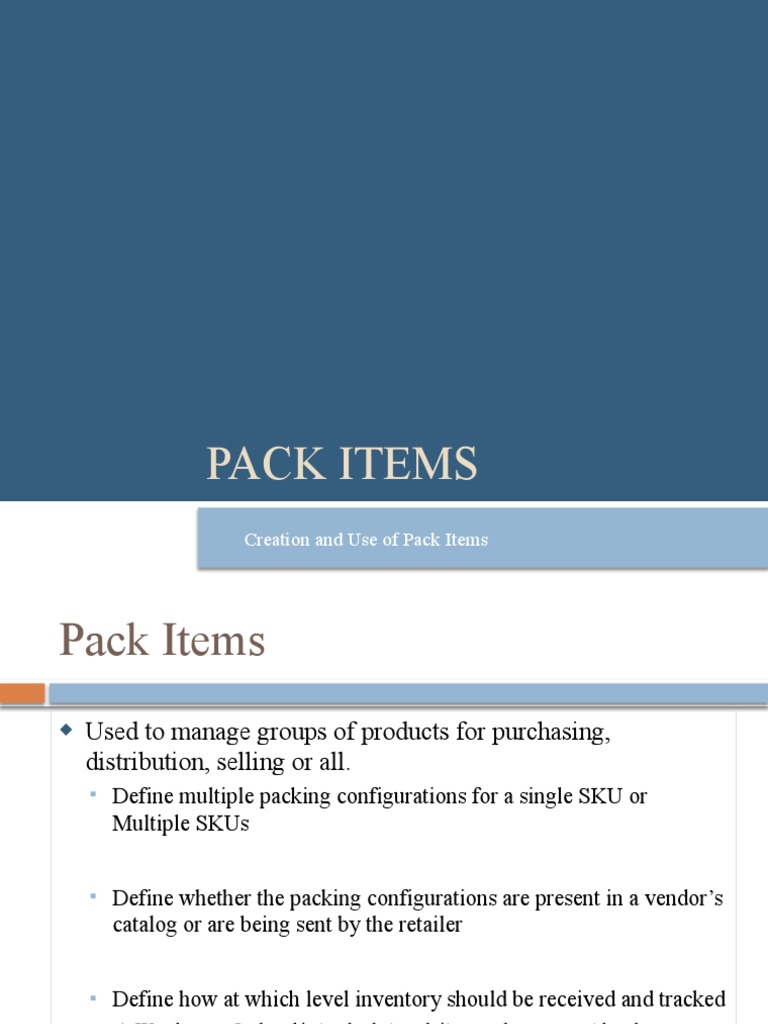 Overview of Pack Item Types and Uses | PDF | Inventory | Warehouse