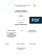 Heat of Combustion: College of Science Chemistry Department