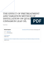The Effect of Pretreatment and Variation Method of Distillation On Quality of Cinnamon Leaf Oil
