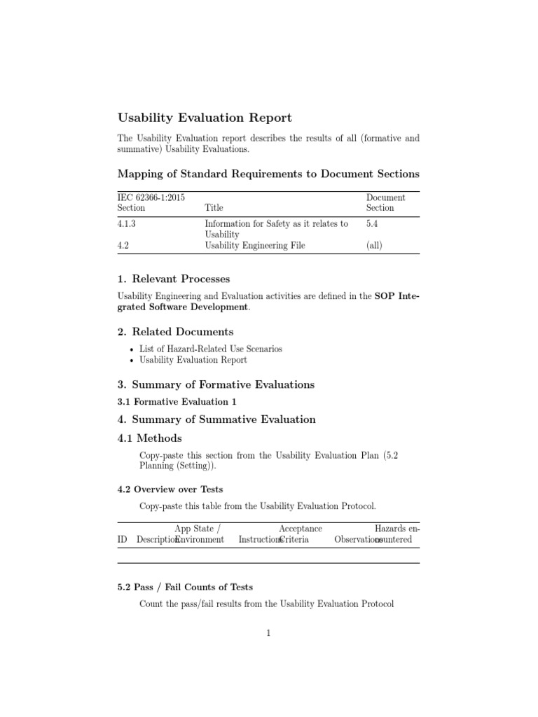 Usability Evaluation Report: Mapping of Standard Requirements To ...