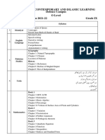School For Contemporary and Islamic Learning Defence Campus O Level Mid-Year Exam Syllabus 2021-22 Grade IX