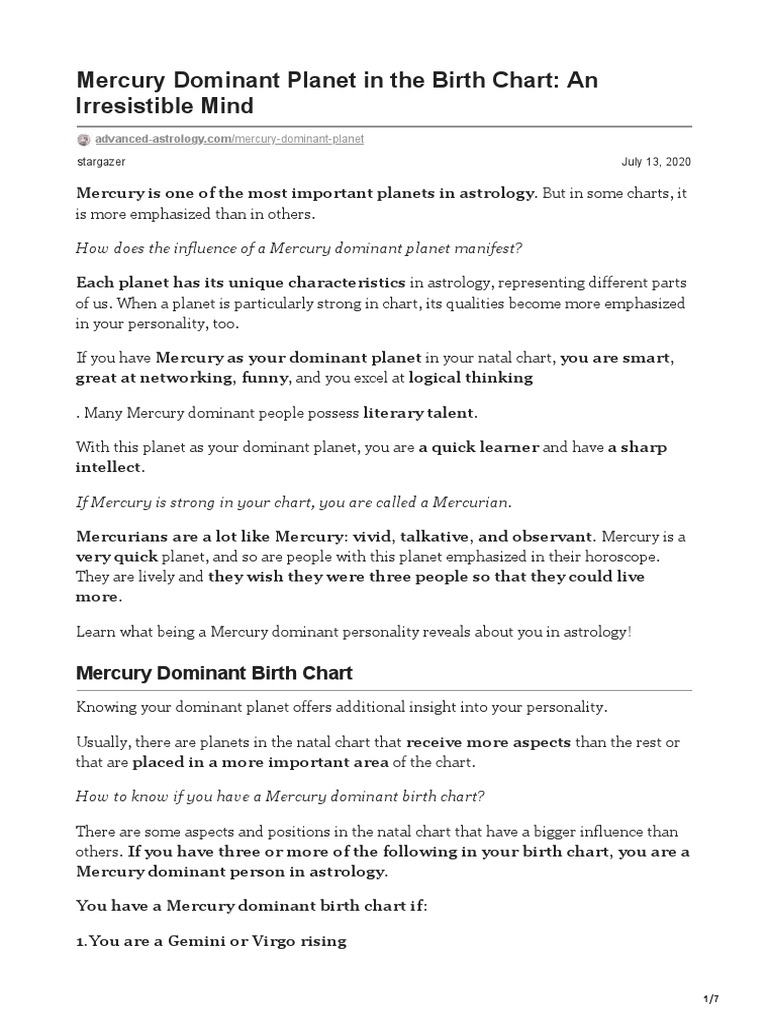 What Is A Dominant Planet In Astrology