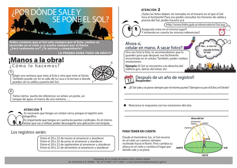 Por Donde Sale y Se Pone El Sol - Actividad | PDF