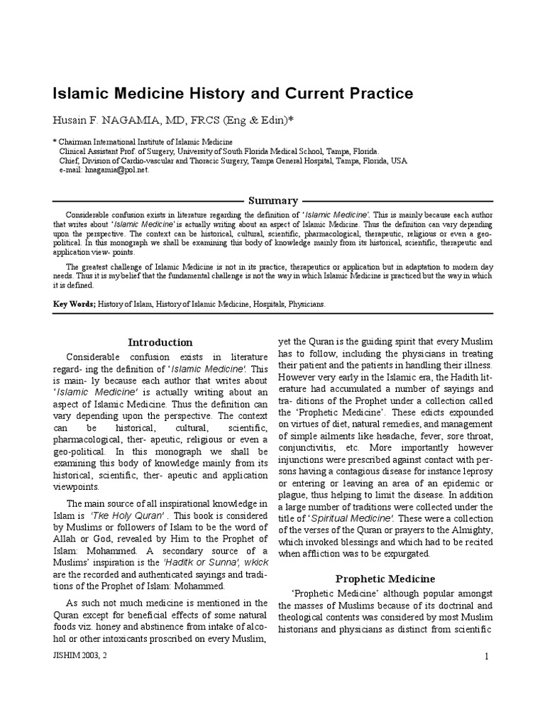 Journal Islamic Medicine History and Current Practice | PDF | Medicine