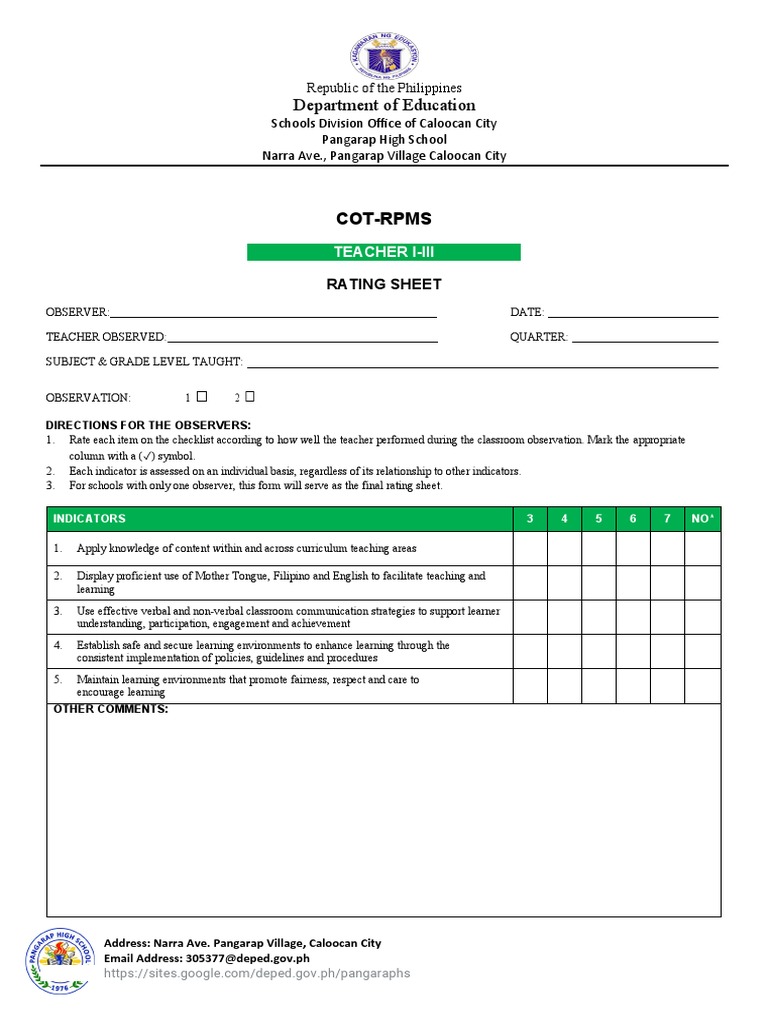 Cot Forms Phs PDF Learning Intellectual Giftedness
