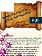 Bloom S Taxo Nomy of Educ Ation Al Ob Jectiv Es: Present Ed by Anju S S Dept: O F Histo RY