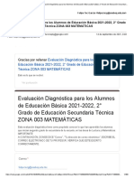 Evaluación Diagnóstica para Los Alumnos de Educación Básica 2021-2022, 2° Grado de Educación Secundaria Técnica Zona 003 Matemáticas