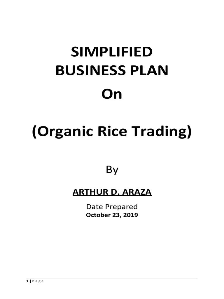 Organic Rice Trading Sample PDF Return On Investment Rice