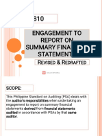 PSA 810 Report on Summary Financial Statements