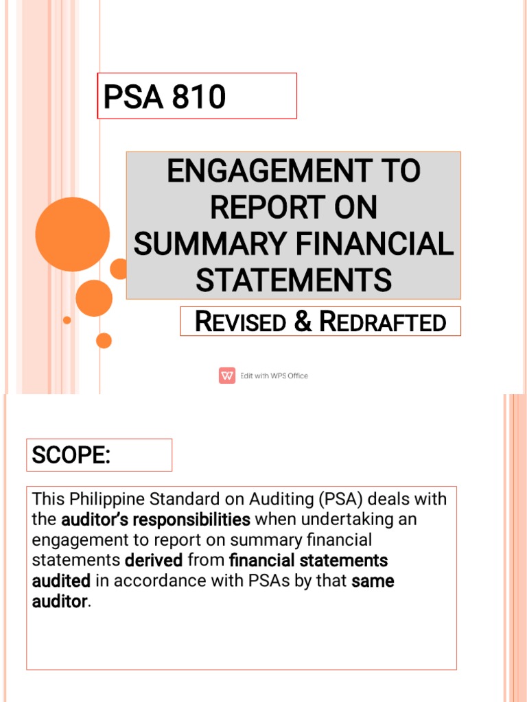 Revised PSA 810 Audit Report Guidelines | PDF | Auditor's Report | Audit