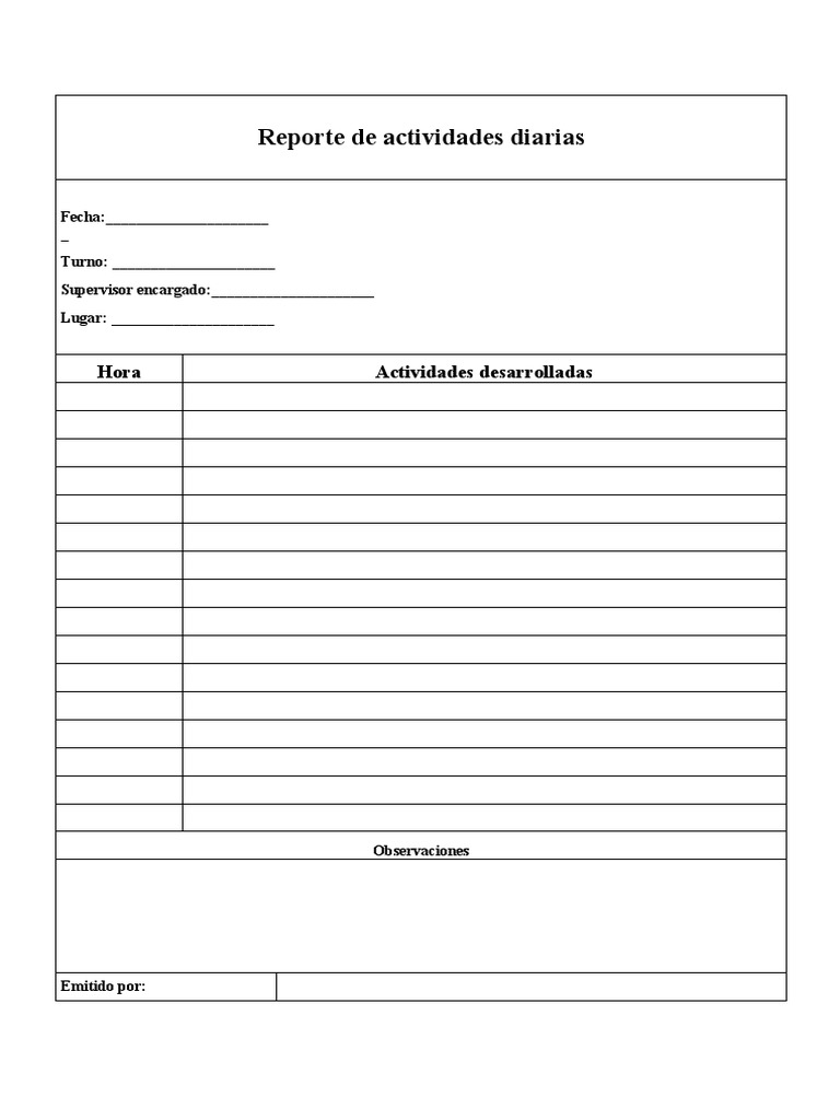 Formato De Reporte De Actividades – BNBAQR