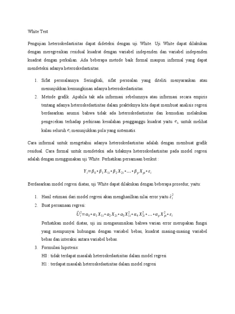 Uji Heteroskedastisitas dengan White Test | PDF