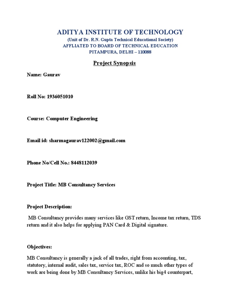 Format of Project Synopsis (1) Gaurav | PDF | World Wide Web | Internet ...
