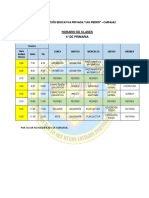 Horario 6° Grado 2022