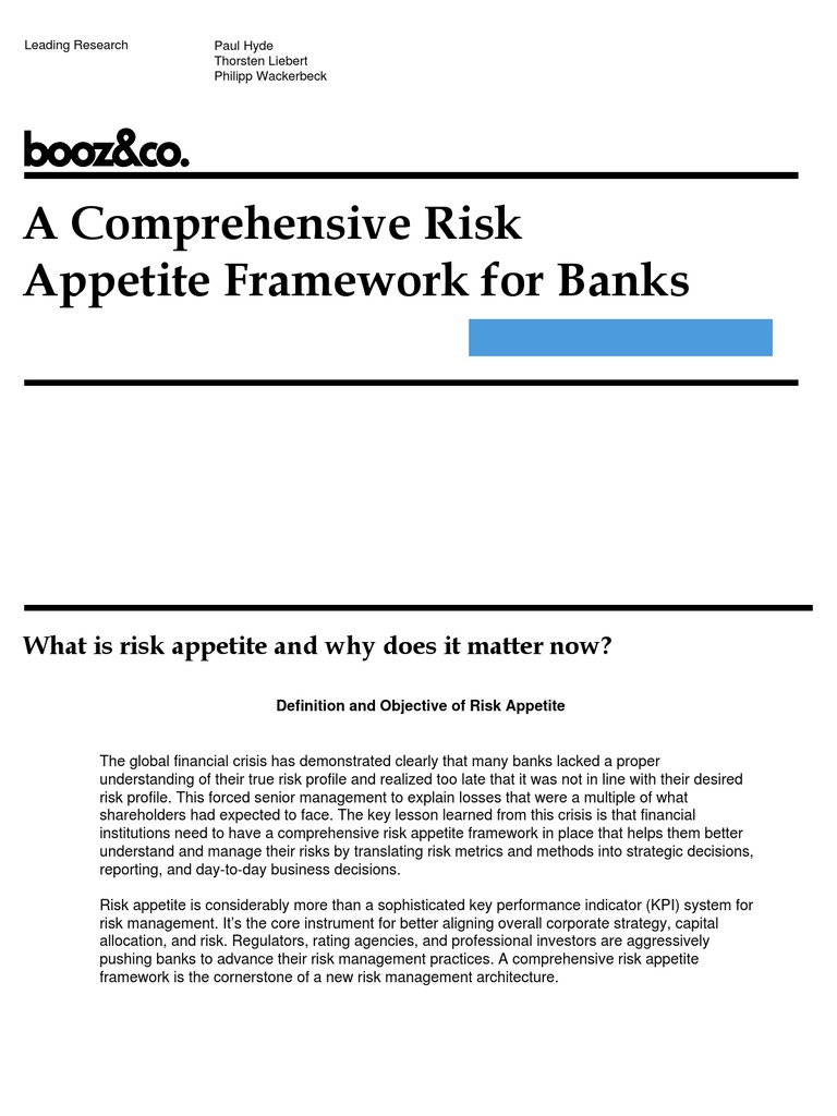 Risk Appetite Framework | PDF | Risk Management | Capital Requirement