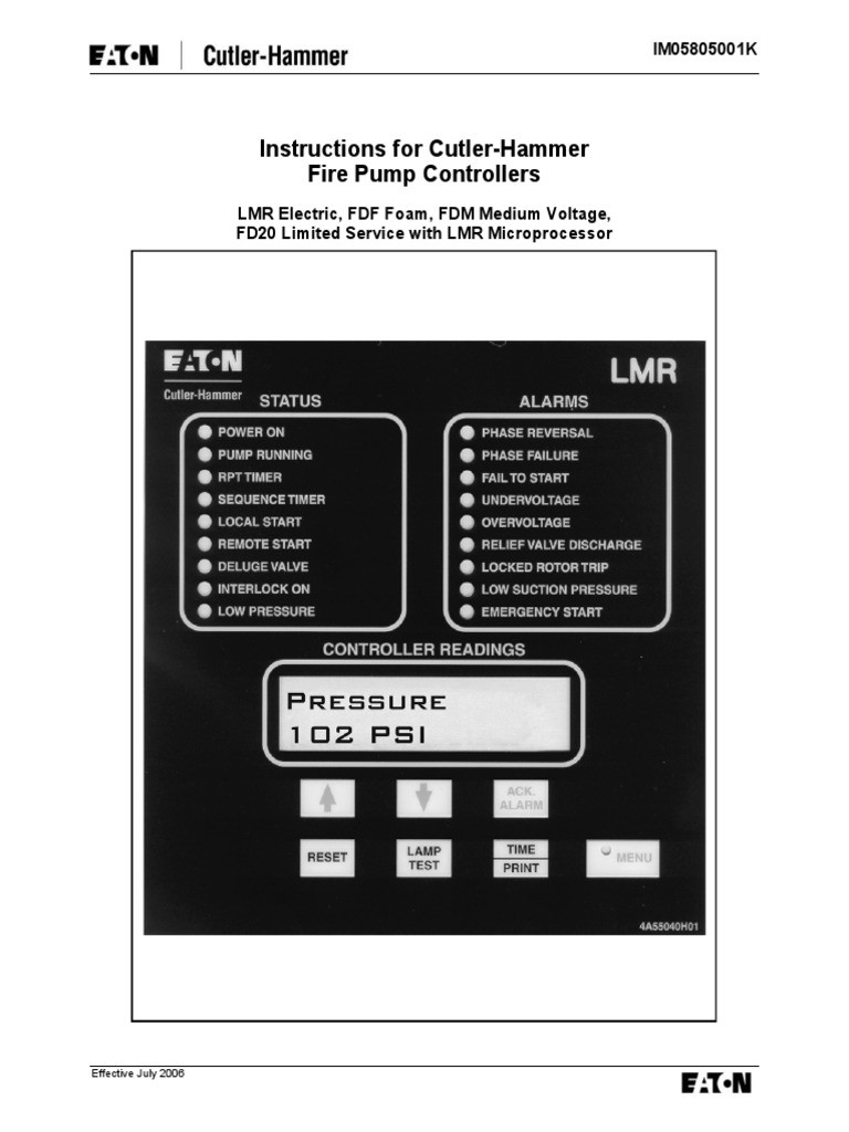 Instructions For CutlerHammer Fire Pump Controllers IM05805001K