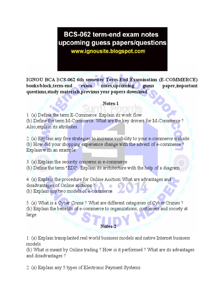 BCA BCS-062 E-Commerce Study Notes | PDF