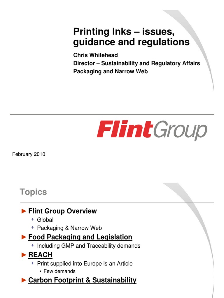 Printing Inks Issues, Guidance and Regulations PDF Packaging And