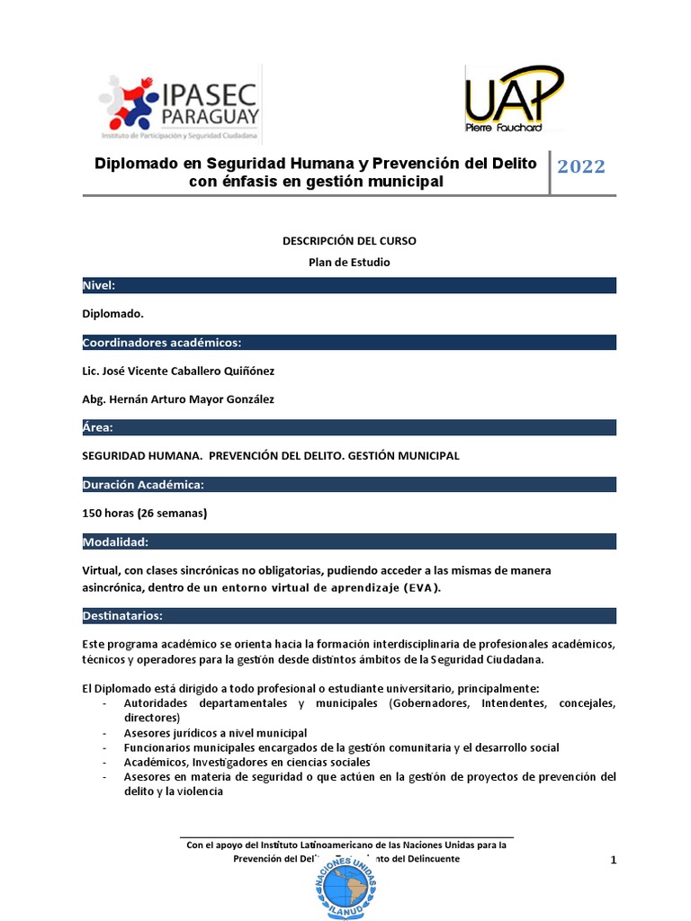Diplomado en Seguridad Humana | PDF | Valores | Prevención del crimen