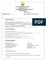 Revision Worksheet - 1 Grade 5 Islamic Studies 2021