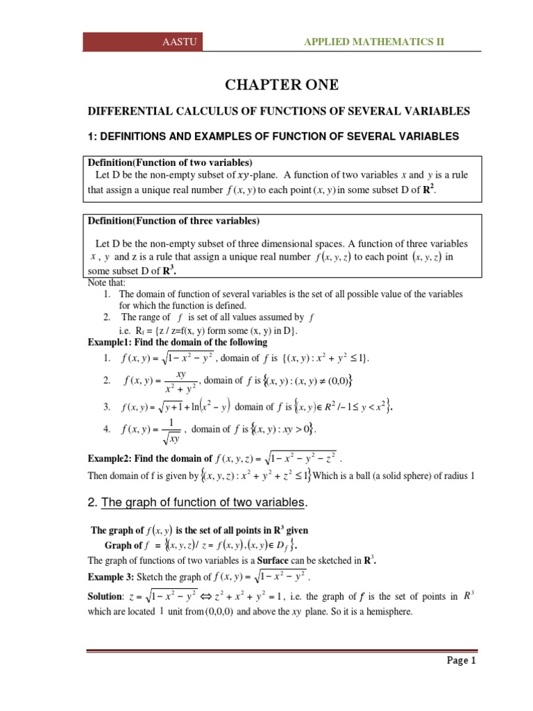 CH-1 Differential Calculus of Functions of Several Variables | PDF