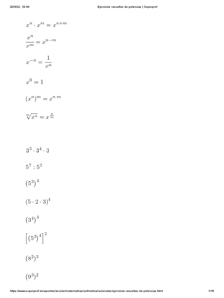 Ejercicios Resueltos De Potencias Pdf