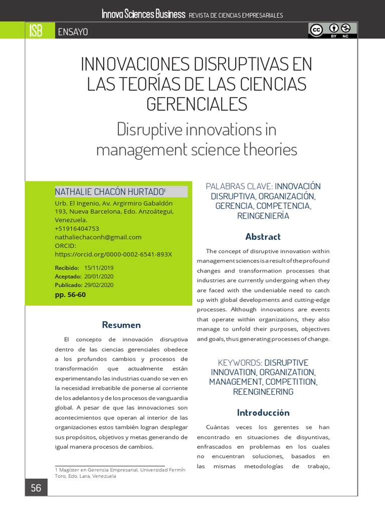 Innovación Disruptiva en Gerencia Empresarial | PDF | Negocios ...