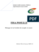 Fisa Posului: Manager Al Serviciului de Receptie Si Cazare