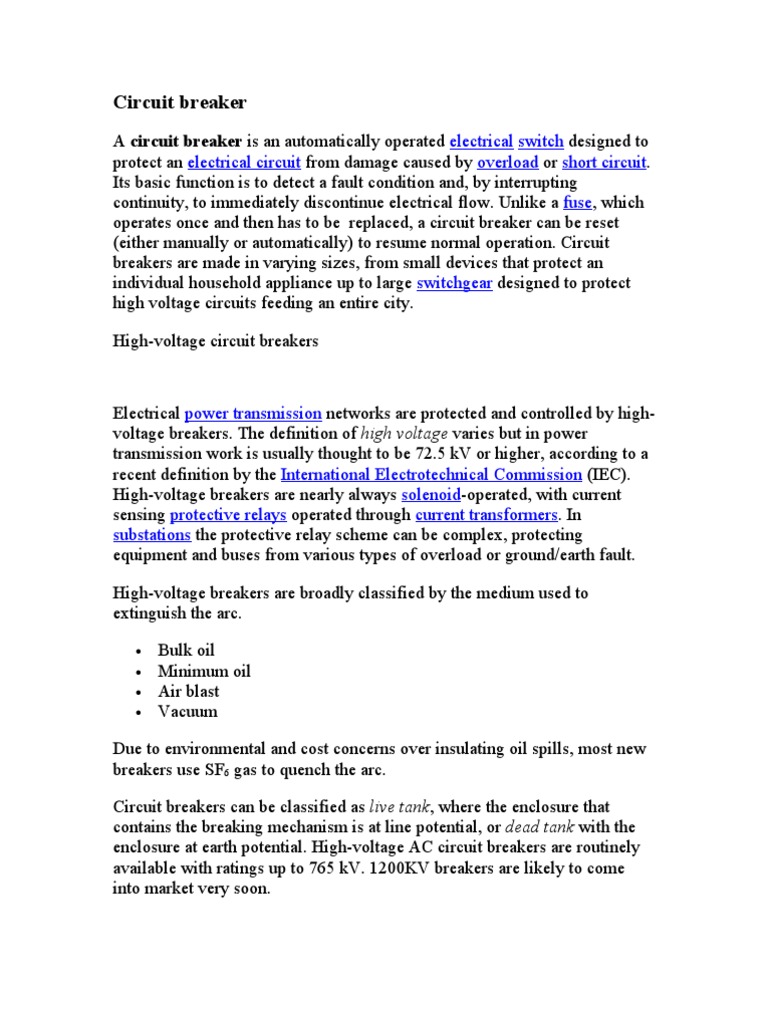 High-Voltage Circuit Breakers Guide | PDF | High Voltage | Electrical ...