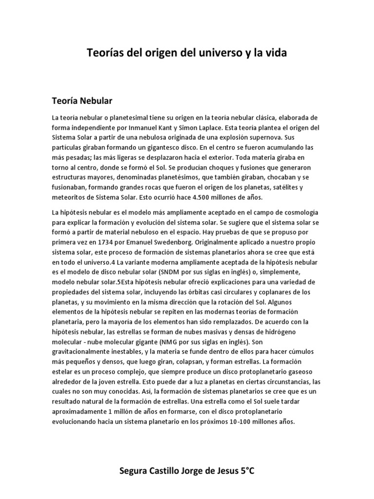 Teorías del Origen del Universo y Vida | PDF | Inflación (cosmología ...
