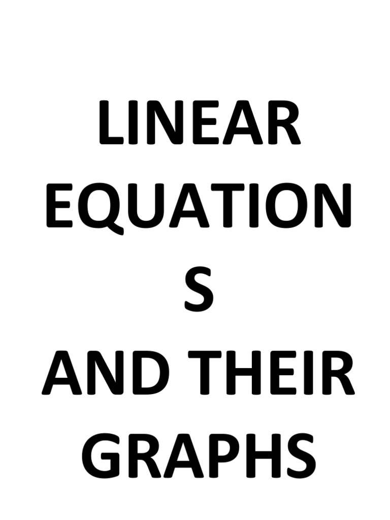 Linear Equations and Their Graphs PDF