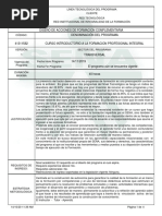Induccion Diseño Curricular Curso Introductorio A La Formacion Profesional Integral