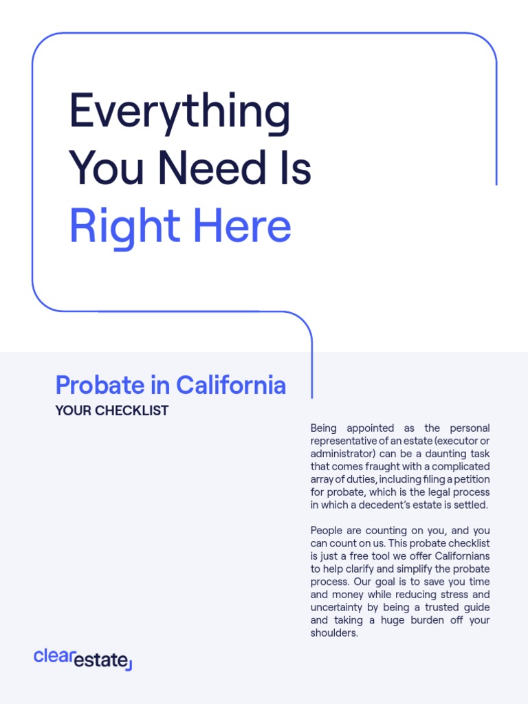 California Probate Executor Checklist | PDF | Probate | Real Estate ...
