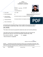 Learner'S Licence: Puthiyadath Peroor P O Ettumanoor, Kottayam, KL, 686637