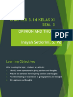 Chapter 3.14 Kelas Xi SEM. 3: Opinion and Thought by Inayah Setiorini, S. PD
